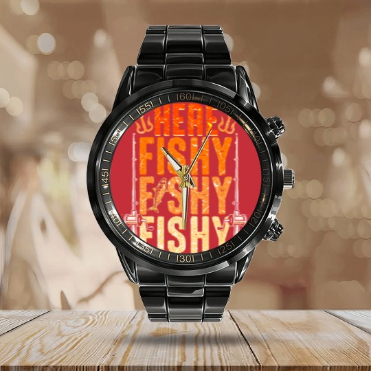 Discover Fishing Funny Fishing Calendar Steel Band Watch