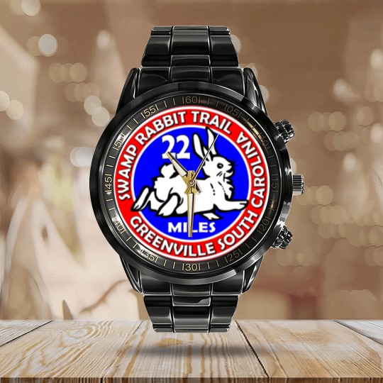 Discover Swamp Rabbit Trail from Greenville to Travelers Rest, SC 22 mile Classic(3) Calendar Steel Band Watch