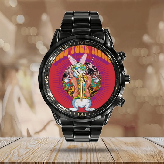 Discover WHITE RABBIT BY GRACE SLICK Calendar Steel Band Watch