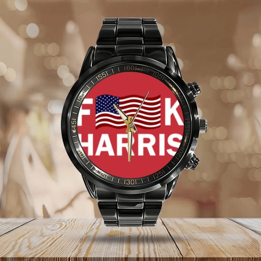 Discover F Kamala Harris Conservative Republican FKH Political Humor Unisex Calendar Steel Band Watch