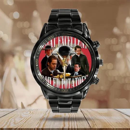 Discover Retro Boiled Potatoes Calendar Steel Band Watch, Jane Austen Calendar Steel Band Watch, Pride and Prejudice Calendar Steel Band Watch Calendar Steel Band Watch