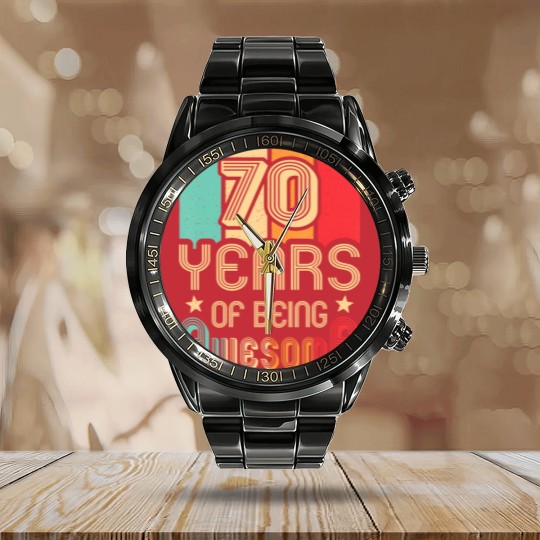 Discover 70 years of being awesome 70 years old 70th birthday Calendar Steel Band Watch