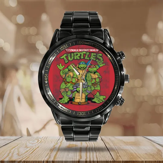 Discover Teenage Mutant Ninja Turtles Classic Retro Logo Calendar Steel Band Watch