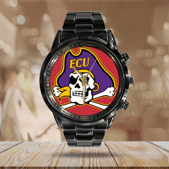 Discover East Carolina-Pirates-Logo Calendar Steel Band Watch