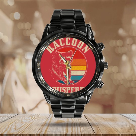 Discover Cats Raccoon Whisperer Vintage Retro Racoon Street Cat Calendar Steel Band Watch