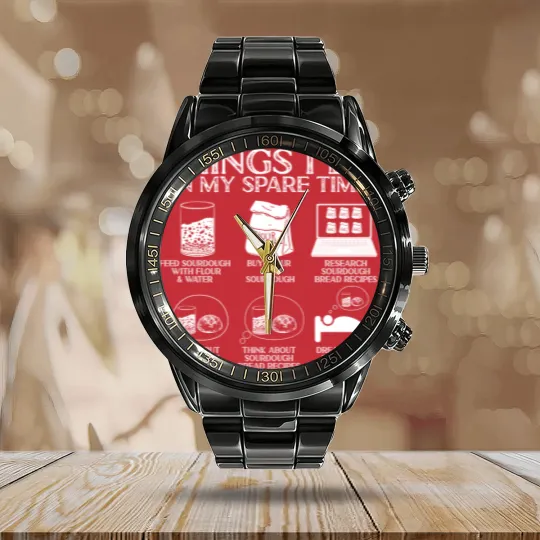 Discover Baking Baker Sourdough Bread Master Kitchen Aprons Calendar Steel Band Watch