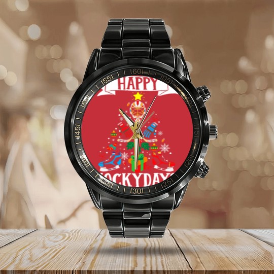 Discover Ice I Love Hockey Player Team Calendar Steel Band Watch