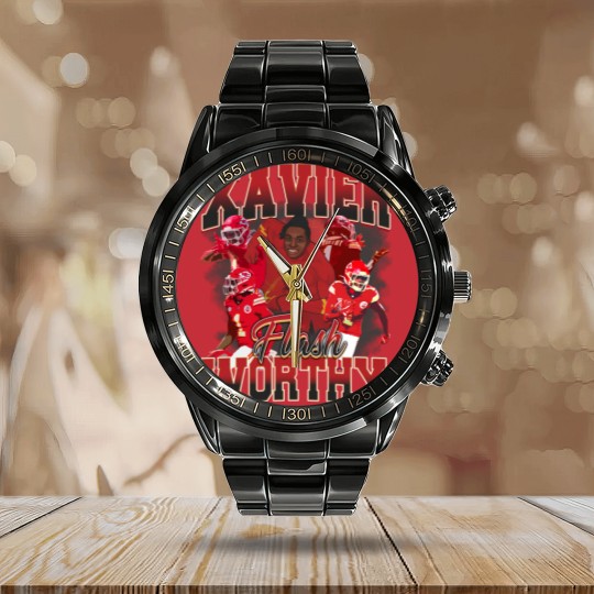 Discover Xavier Worthy Flash Vintage Style Y2K Football Calendar Steel Band Watch Calendar Steel Band Watch