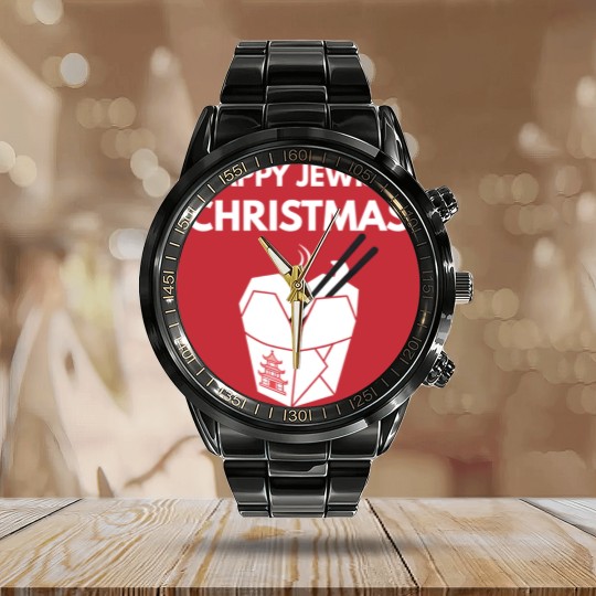 Discover Happy Jewish Christmas Calendar Steel Band Watch Chinese Takeout- Hanukkah Calendar Steel Band Watch