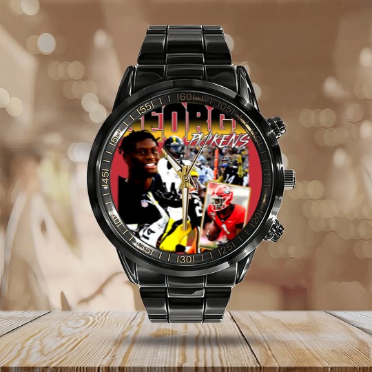 Discover George Pickens Vintage 90s Graphic Style Calendar Steel Band Watch