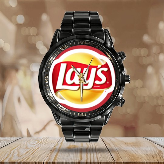 Discover Lays Logo Calendar Steel Band Watch
