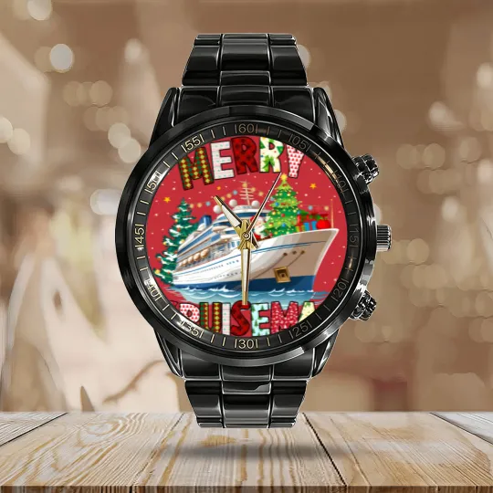Discover Merry Cruisemas Calendar Steel Band Watch, Christmas Cruise Crew Calendar Steel Band Watch