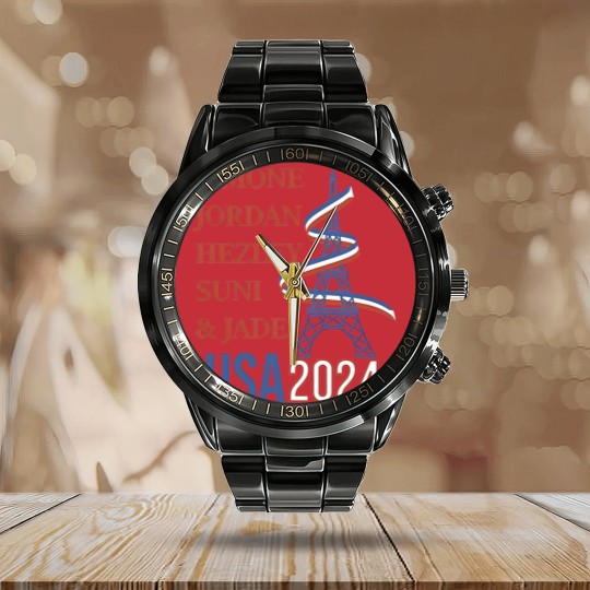 Discover Simone - Jordan - Hezley - Suni - Jade Calendar Steel Band Watch, USA 2024 Olympics Calendar Steel Band Watch