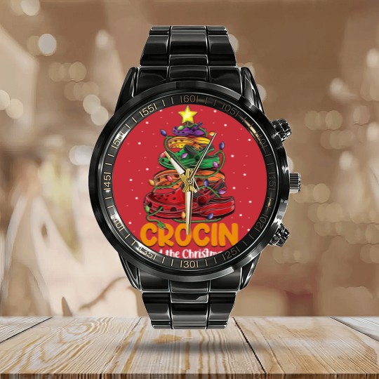 Discover Crocin around the christmas tree Classic Calendar Steel Band Watch