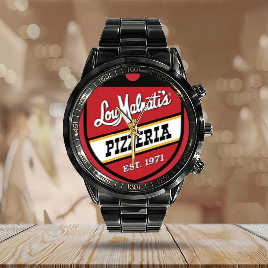 Discover Lou Malnati_s Pizza Calendar Steel Band Watch