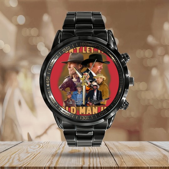 Discover Toby Keith Don't Let The Old Man In Signatures Calendar Steel Band Watch Gift For Fans