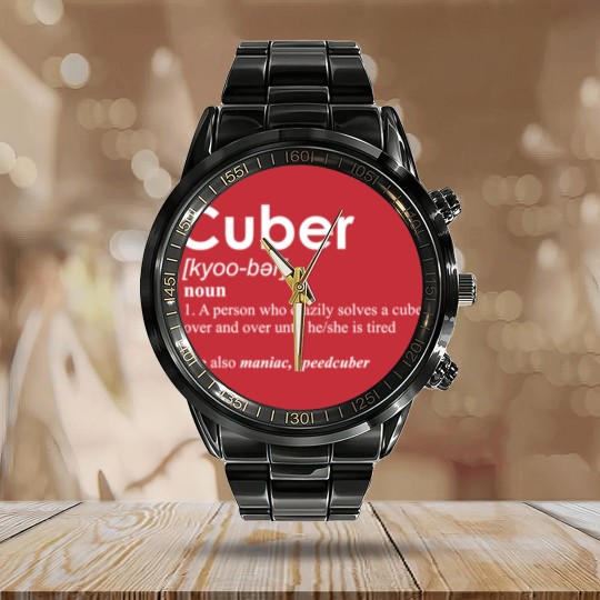 Discover Competitive Puzzle Cuber definition Speed Cubing Vintage Calendar Steel Band Watch