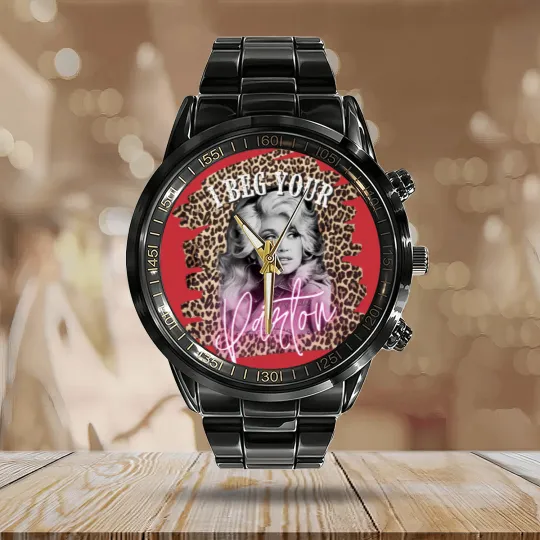 Discover Dolly Parton Calendar Steel Band Watch, Dolly Parton Vintage, Country Unisex Music Graphic Unisex Calendar Steel Band Watch
