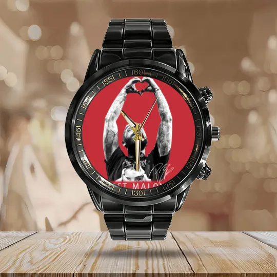 Discover Post Malone Hand Hearts Calendar Steel Band Watch
