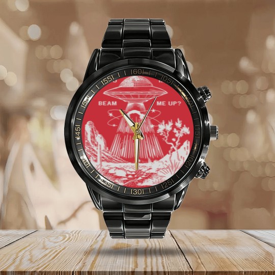Discover Down Bad, Did Your Really Beam Me Up, Vintage Graphic Calendar Steel Band Watch