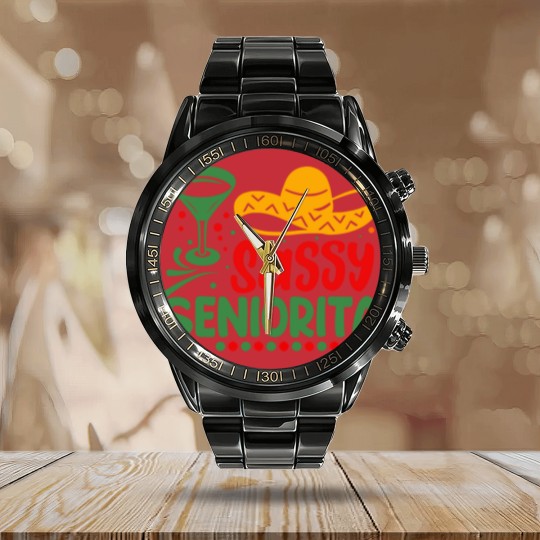 Discover Sassy Seniorita Sombrera Cinco De Mayo Margarita L Calendar Steel Band Watch