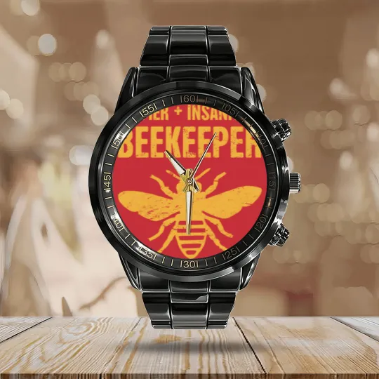 Discover Funny Bee Keeper Design Calendar Steel Band Watch