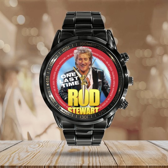 Discover Rod Stewart 2025 tour Calendar Steel Band Watch BLACK Calendar Steel Band Watch