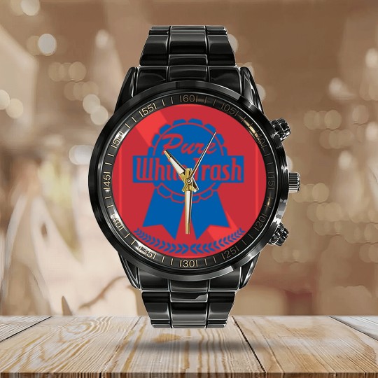 Discover Funny Redneck Gift, Pure White Trash Calendar Steel Band Watch