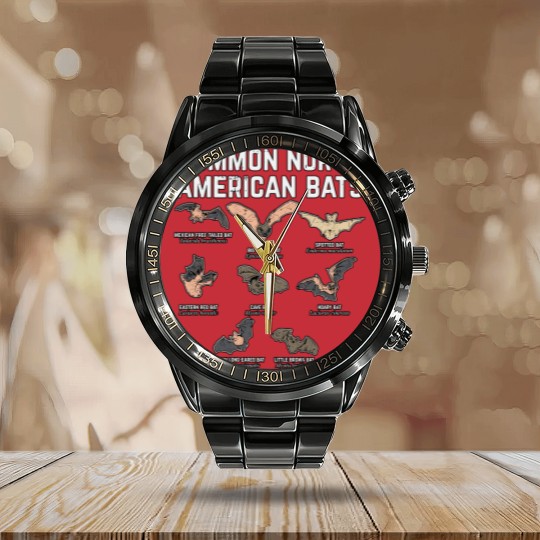 Discover Common North American Bats Calendar Steel Band Watch