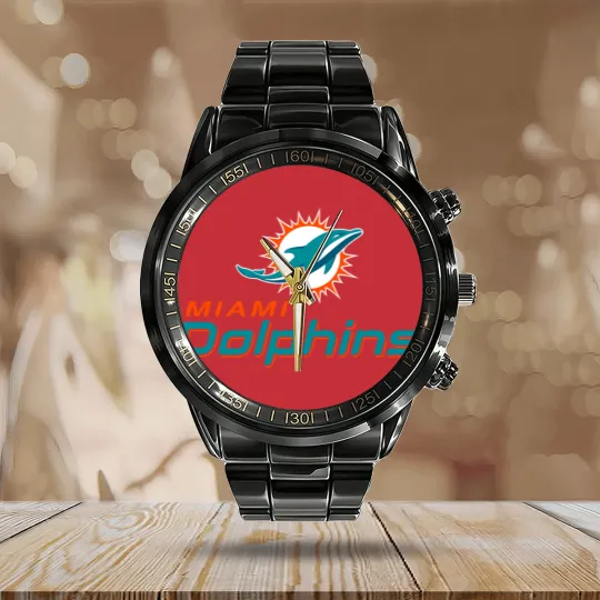Discover Miami Dolphins Calendar Steel Band Watch