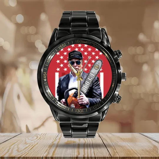 Discover Elon Musk Chainsaw Calendar Steel Band Watch, Chainsaw For Bureaucracy