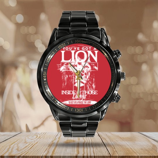 Discover Christian  Calendar Steel Band Watch - You've Got A Lion Inside Of Those Lungs White Calendar Steel Band Watch