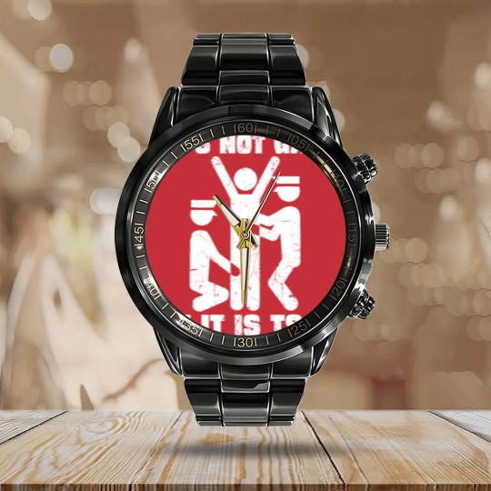 Discover It Is Not Gay If It's TSA Security Black Cotton Calendar Steel Band Watch