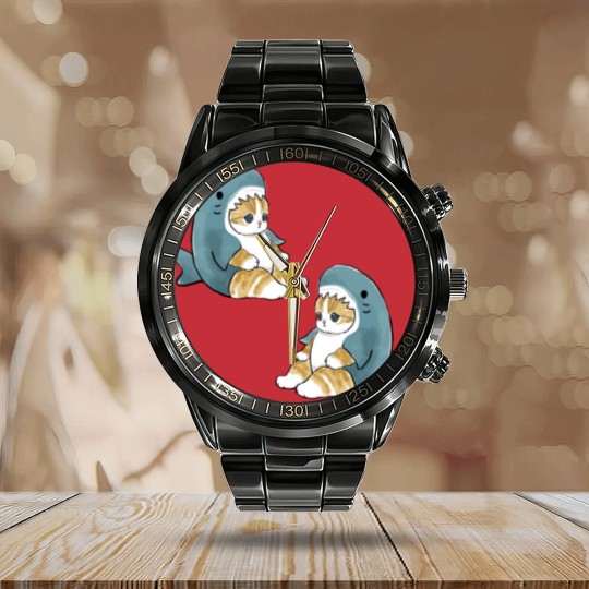 Discover mofu sand 004-2cute cat kitty meeeeow SHARK Calendar Steel Band Watch