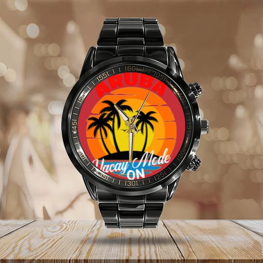 Discover Aruba Calendar Steel Band Watch Aruba Vacation Calendar Steel Band Watch