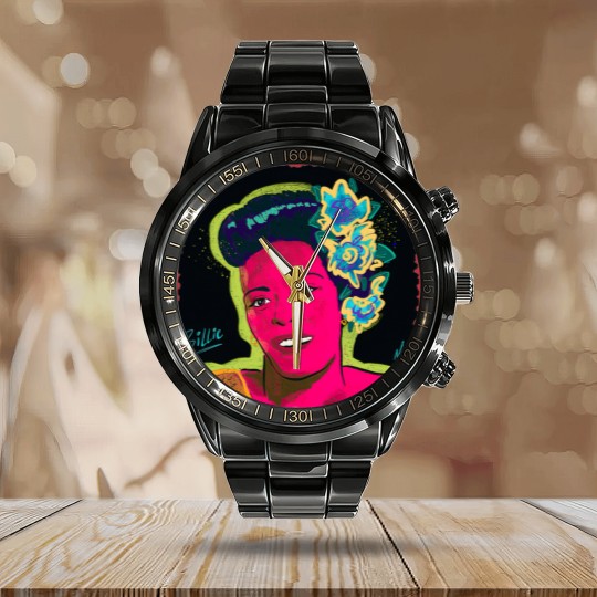 Discover Billie - Billie Holiday - Calendar Steel Band Watch