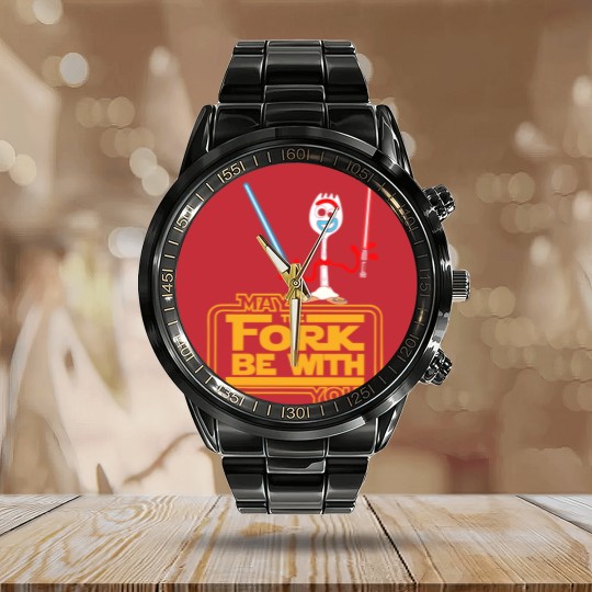 Discover Disneyyy Forky May The Fork Be With You Calendar Steel Band Watch, toy stories Forky Calendar Steel Band Watch
