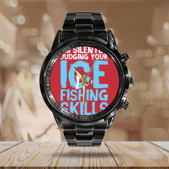 Discover Ice Fishing - Ice Fishing Gift - Calendar Steel Band Watch
