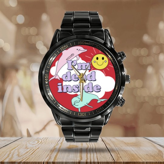 Discover Im Dead Inside Classic - Im Dead Inside Classic - Calendar Steel Band Watch