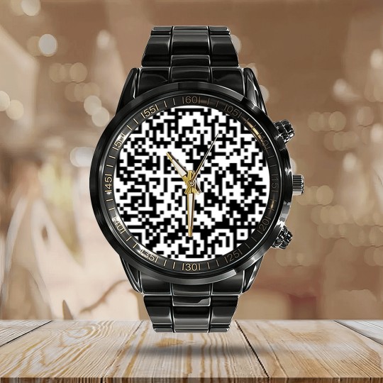 Discover F You QR Code Calendar Steel Band Watch