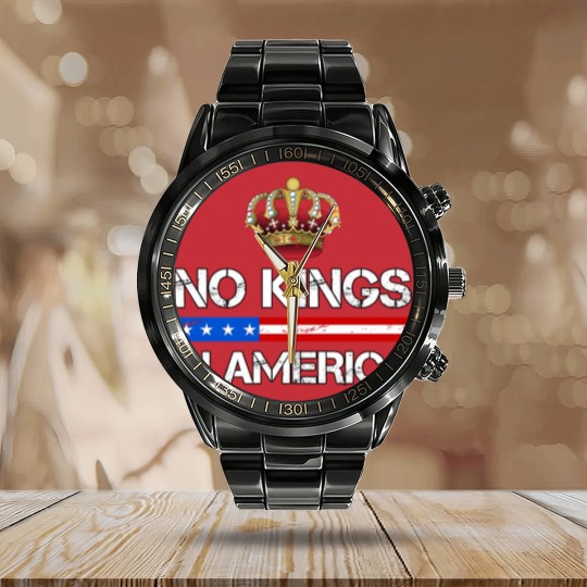 Discover No Kings In America Calendar Steel Band Watch, Protest Calendar Steel Band Watch, Political Calendar Steel Band Watch, Anti-Trump Calendar Steel Band Watch