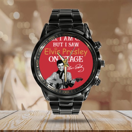 Discover Elvis Presley Calendar Steel Band Watch, Yes I Am Old But I Saw Elvis Presley On Stage Calendar Steel Band Watch, King Of Music Calendar Steel Band Watch