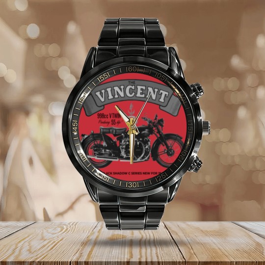 Discover Vincent Black Shadow Classic Motorcycle T Calendar Steel Band Watch