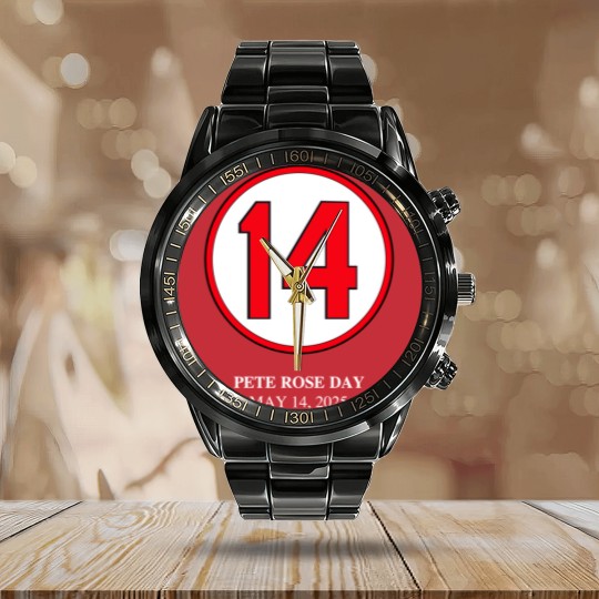 Discover 2025 - Pete Rose Day Calendar Steel Band Watch