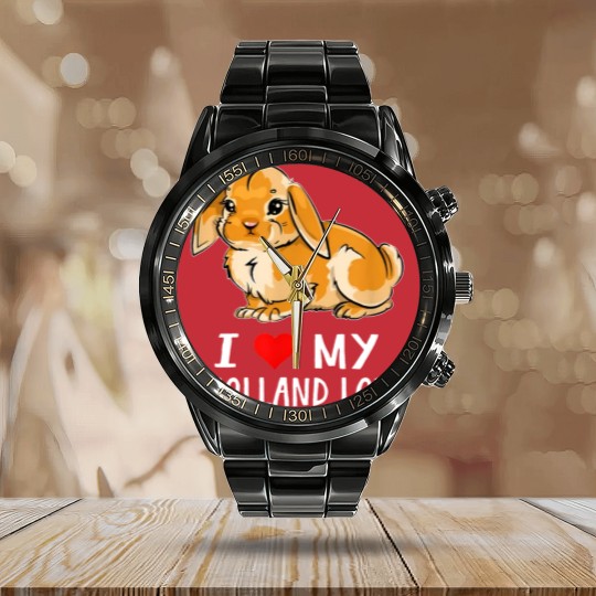 Discover I love my holland lop Calendar Steel Band Watch Calendar Steel Band Watch