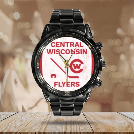 Discover DEFUNCT - Central Wisconsin Flyers Hockey - Wisconsin - Calendar Steel Band Watch