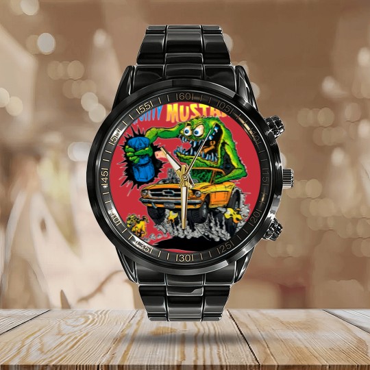 Discover ED ROTH RAT FINK ORIGINAL MIGHTY MUSTANG BLACK Calendar Steel Band Watch