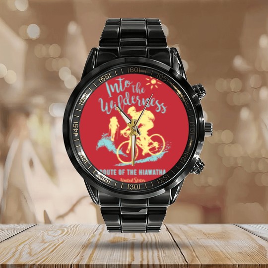 Discover Bike Route Route of the Hiawatha United States Calendar Steel Band Watch