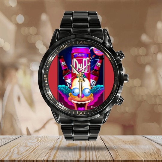 Discover Krusty the Clown Calendar Steel Band Watch, Duff Beer Calendar Steel Band Watch Calendar Steel Band Watch, Simpson Calendar Steel Band Watch