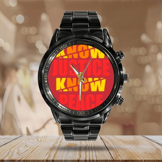 Discover "Social Justice No Justice No Peace" Calendar Steel Band Watch design Calendar Steel Band Watch